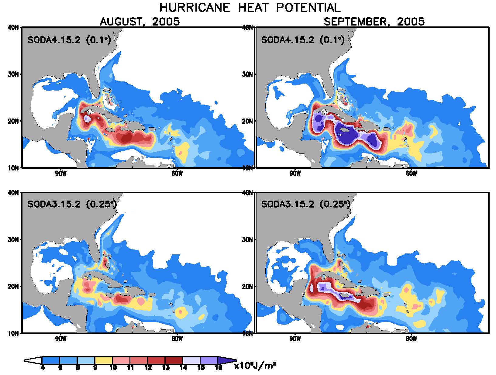 Hurricane heat potential in the Gulf of Mexico during Aug/Sep, 2005